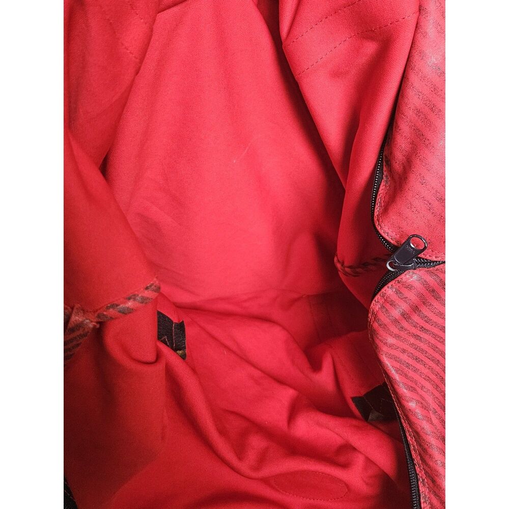 Gucci XL Travel Tote Red & Black Stripe Vintage 90s Weekender Bag w/ Pouch, Rare - Picture 11 of 14